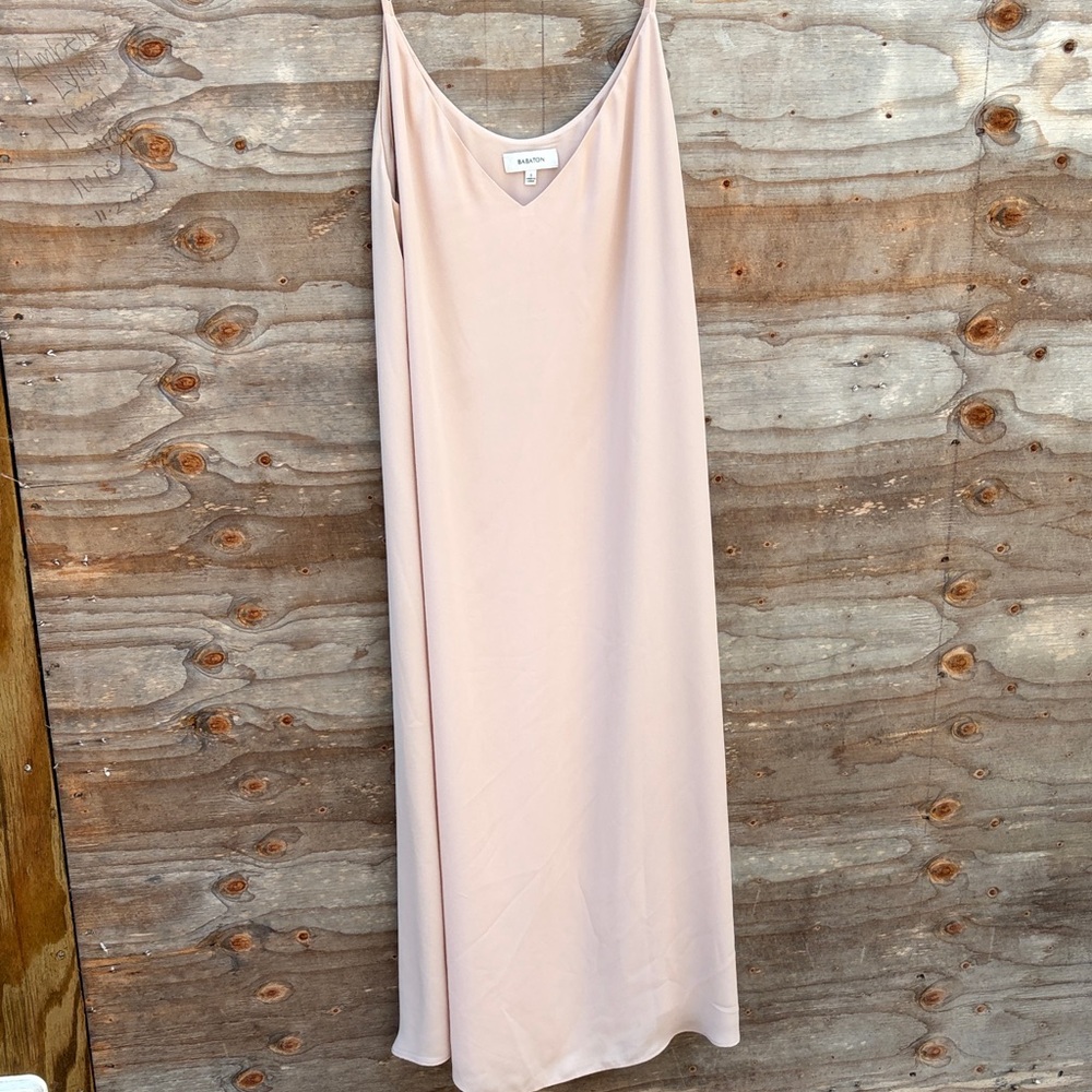 Babaton Pale Blush Slip Dress with V-Neck